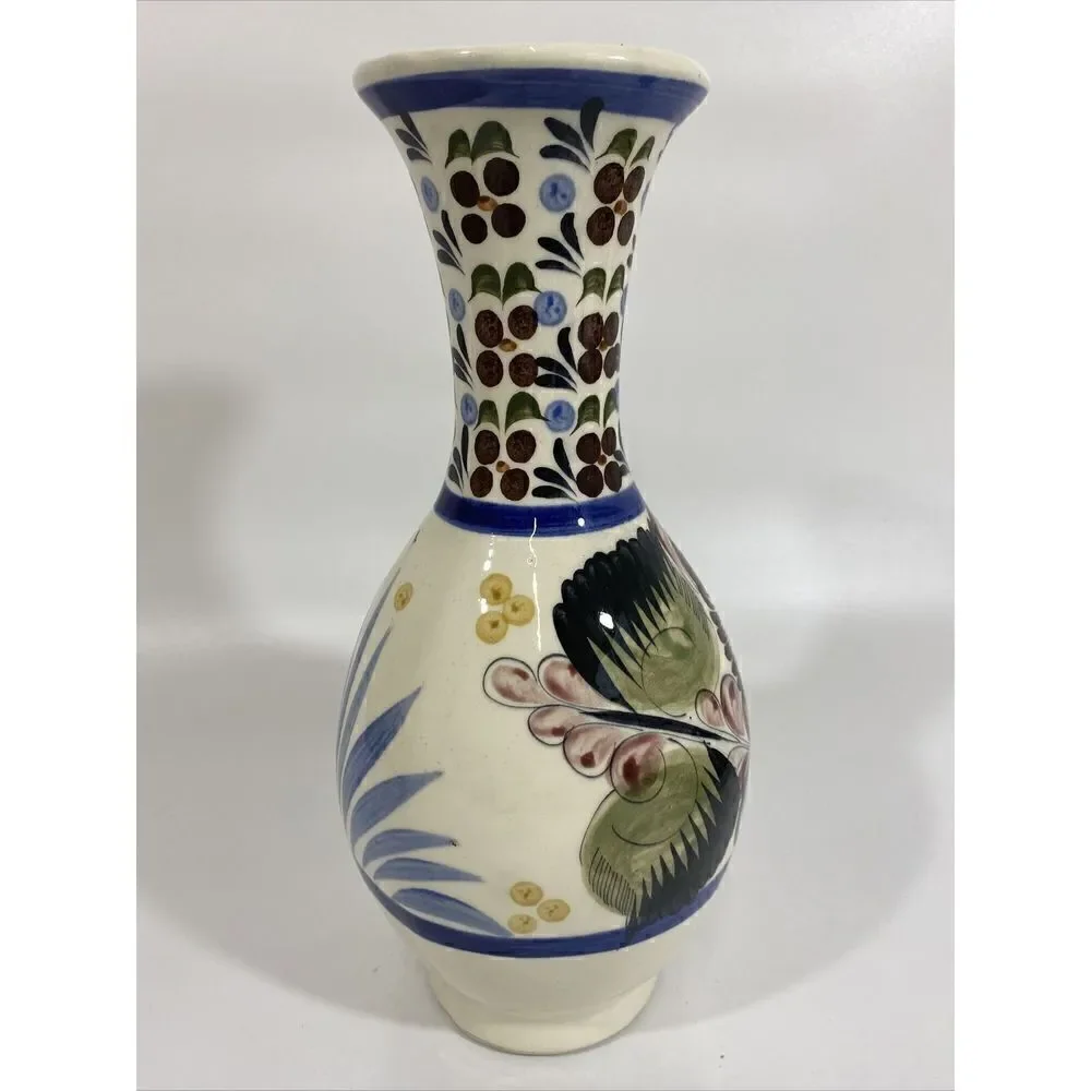 Large Vintage Mexican Tonala Folk Art Pottery Vase 12” - Picture 3 of 9